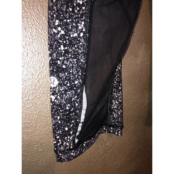 Lululemon Sporty Athletic Black White  Splatter  Outrun  Crop  Pants  Leggings - Picture 7 of 7